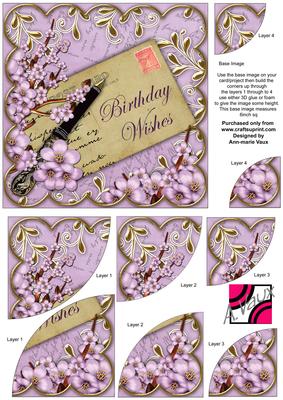 Lilac Blossom Lilac Birthday Wishes 6in Duo Corner Stacker