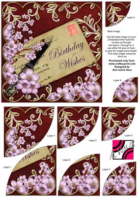 Lilac Blossom Red Birthday Wishes 6in Duo Corner Stacker