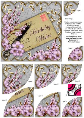 Lilac Blossom Silver Birthday Wishes 6in Duo Corner Stacker
