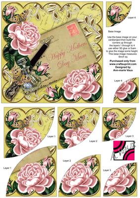 Pink Roses Lemon Mothers Day Mam 6in Duo Corner Stacker