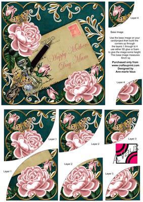 Pink Roses Petrol Mothers Day Mam 6in Duo Corner Stacker