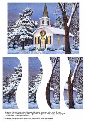 Christmas Snow Church Wavey Side Stacker
