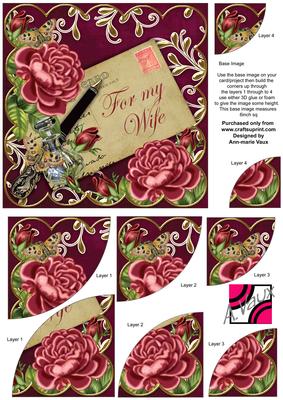 Deep Pink Roses Hpink for My Wife 6in Duo Corner Stacker