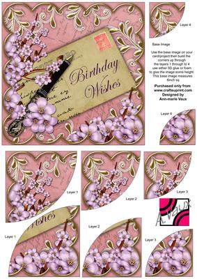Lilac Blossom Pink Birthday Wishes 6in Duo Corner Stacker