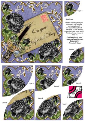 Black Roses Blue on Your Special Day 6in Duo Corner Stacker