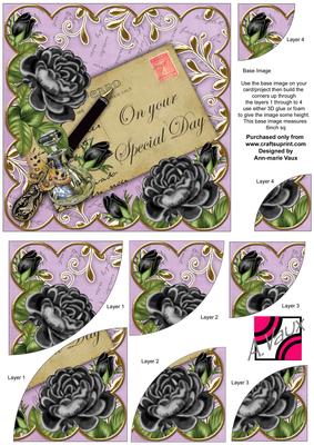 Black Roses Lilac on Your Special Day 6in Duo Corner Stacker