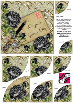 Black Roses Olive on Your Special Day 6in Duo Corner Stacker