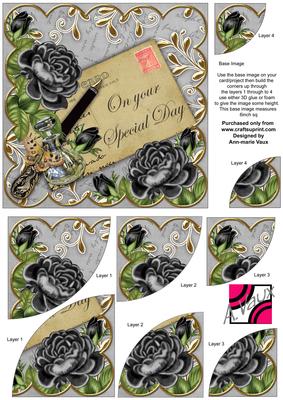 Black Rose Silver on Your Special Day 6in Duo Corner Stacker