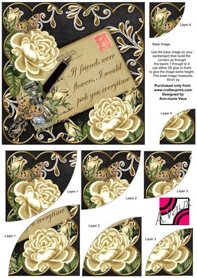 Cream Roses Black If Friends Were -  6in Duo Corner Stacker