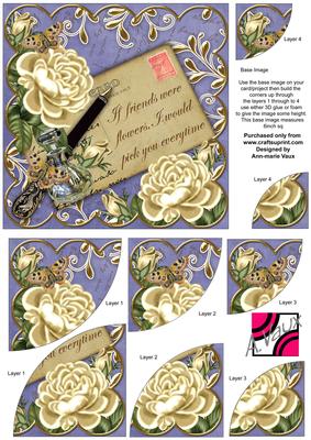 Cream Roses Blue If Friends Were -  6in Duo Corner Stacker
