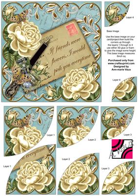 Cream Roses Teal If Friends Were -  6in Duo Corner Stacker