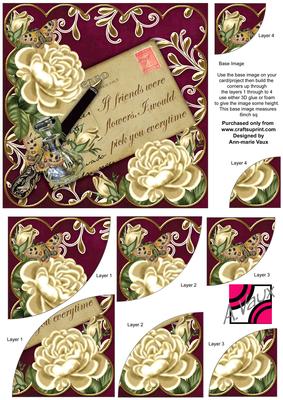 Cream Roses Hpink If Friends Were -  6in Duo Corner Stacker
