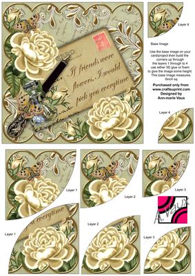 Cream Roses Olive If Friends Were -  6in Duo Corner Stacker