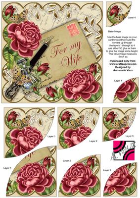 Deep Pink Rose Cream My Wife 6in Duo Corner Stacker