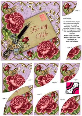 Deep Pink Rose Lilac My Wife 6in Duo Corner Stacker