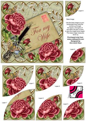 Deep Pink Rose Olive My Wife 6in Duo Corner Stacker