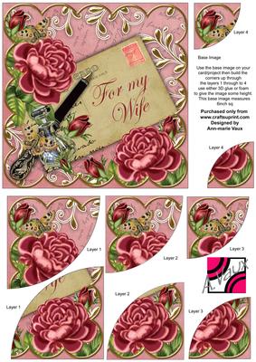 Deep Pink Rose Pink My Wife 6in Duo Corner Stacker