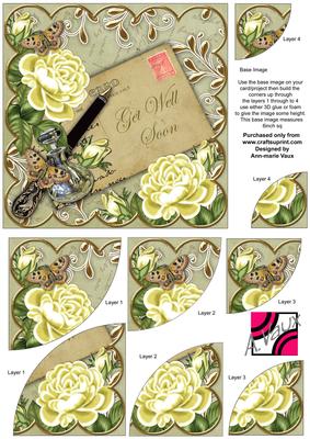 Lemon Roses Olive Get Well Soon 6in Duo Corner Stacker