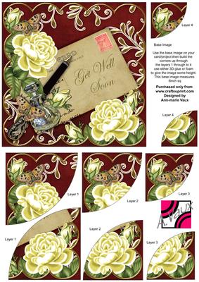 Lemon Roses Red Get Well Soon 6in Duo Corner Stacker