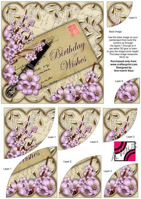 Lilac Blossom Cream Birthday Wishes 6in Duo Corner Stacker