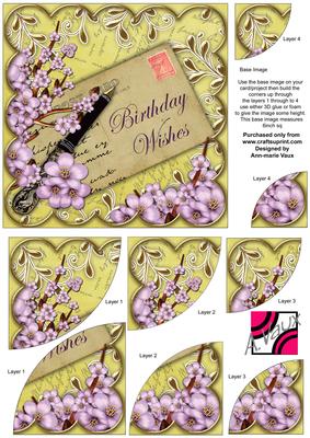 Lilac Blossom Lemon Birthday Wishes 6in Duo Corner Stacker