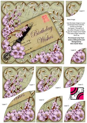 Lilac Blossom Olive Birthday Wishes 6in Duo Corner Stacker