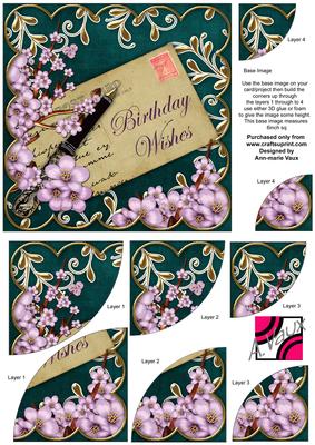 Lilac Blossom Petrol Birthday Wishes 6in Duo Corner Stacker