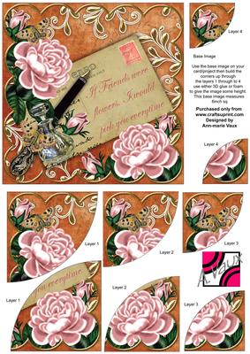 Pink Roses Burnt If Friends Were -  6in Duo Corner Stacker