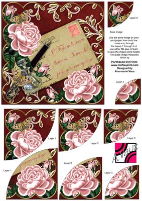 Pink Roses Red If Friends Were -  6in Duo Corner Stacker