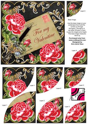 Red Roses Black My Valentine 6in Duo Corner Stacker