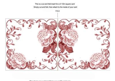 Pink Roses Scallop 5.5in Decoupage Folded Card Insert