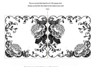 Black Roses Scallop 8in Decoupage Folded Card Insert