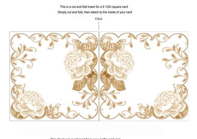 Cream Roses Scallop 8in Decoupage Folded Card Insert