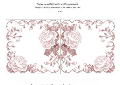 Lilac Roses Scallop 8in Decoupage Folded Card Insert