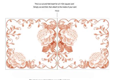 Peach Roses Scallop 8in Decoupage Folded Card Insert