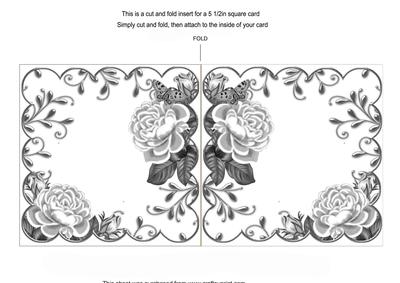 Silver Roses Scallop 8in Decoupage Folded Card Insert