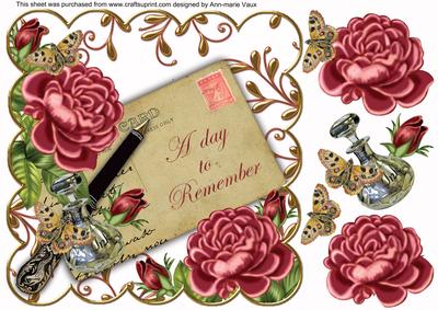 Deeppink Rose Day to Remember Ink Saver 8in Decoupage Topper