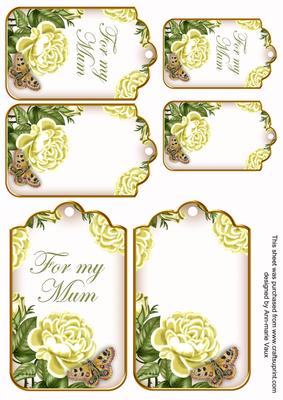 Lemon Rose for My Mum Sentiment Ink Saver Tag Sheet
