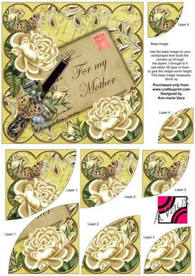 Cream Rose Lemon for My Mother 6in Duo Corner Stacker