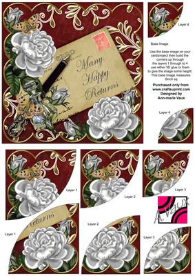 Silver Roses Red Happy Returns 6in Duo Corner Stacker