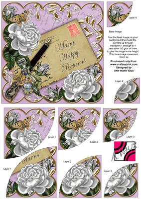 Silver Roses Lilac Happy Returns 6in Duo Corner Stacker