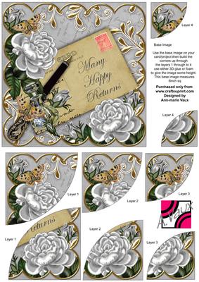 Silver Roses Many Happy Returns 6in Duo Corner Stacker