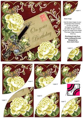 Lemon Roses Red on Your Birthday 6in Duo Corner Stacker