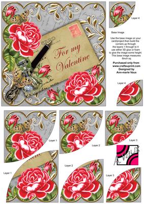 Red Rose Silver for My Valentine 6in Duo Corner Stacker