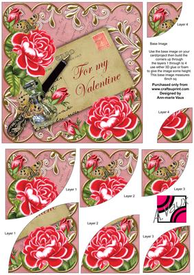 Red Rose Pink for My Valentine 6in Duo Corner Stacker