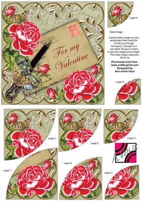 Red Rose Olive for My Valentine 6in Duo Corner Stacker