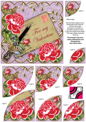 Red Rose Lilac for My Valentine 6in Duo Corner Stacker
