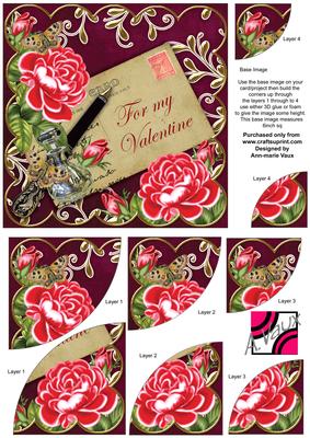 Red Rose Hot Pink for My Valentine 6in Duo Corner Stacker