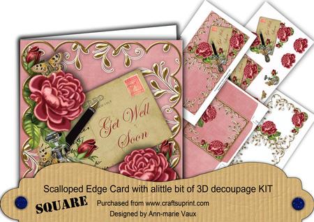 Deep Pink Rose Lemon Get Well Soon 3D Decoupage Card Kit