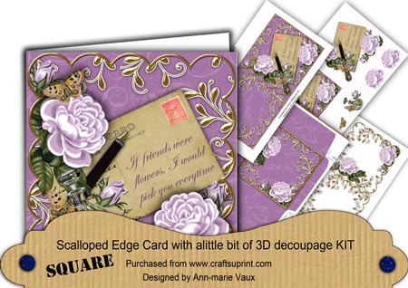 Lilac Roses If Friends Were  -  3D Decoupage Card Kit